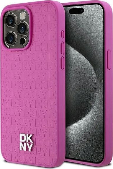 DKNY DKNY DKHMP15XPSHRPSP iPhone 15 Pro Max 6.7" różowy/pink hardcase Leather Monogram Pattern Metal Logo MagSafe