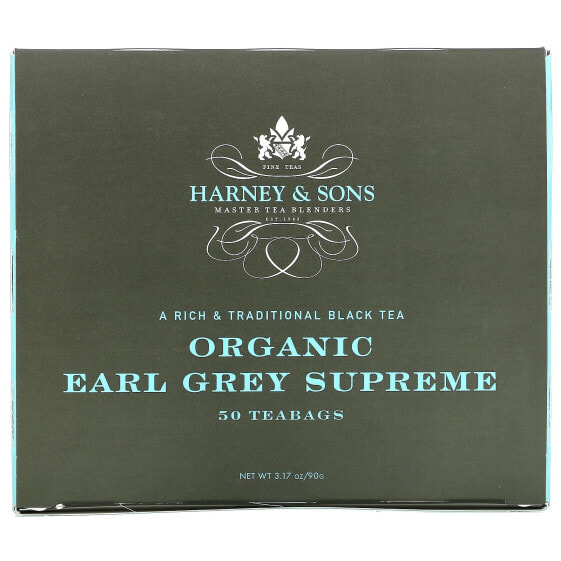 Чай черный органический Harney & Sons Earl Grey Supreme, 50 пакетиков, 90 г