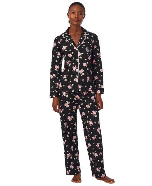 Petite 2-Pc. Notched-Collar Pajamas Set