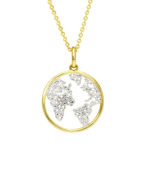 Diamond Accent Gold-plated Map Pendant Necklace