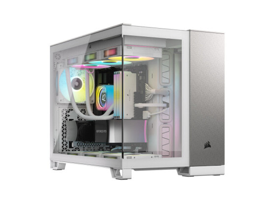 CORSAIR 2500X Micro ATX Dual Chamber PC Case, White/Satin Gray Aluminum, CC-9011