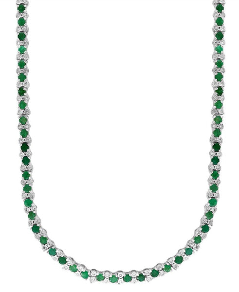 EFFY® Emerald (7-5/8 ct. t.w.) & Diamond (7/8 ct. t.w.) 18" Collar Necklace in Sterling Silver