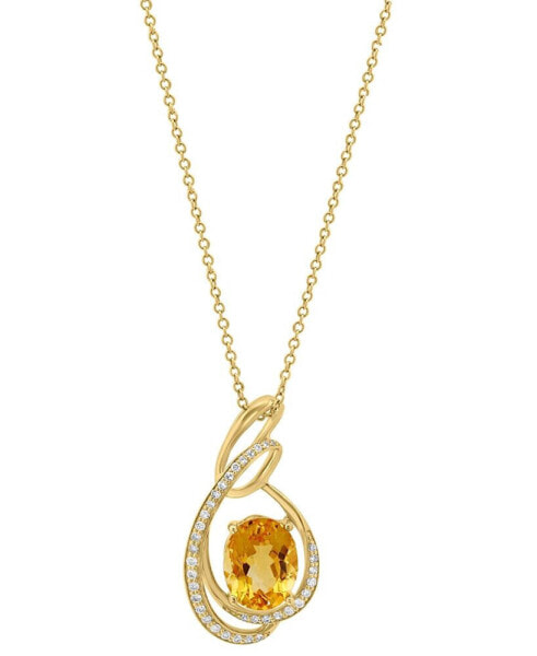 EFFY® Citrine (3 ct. t.w.) & Diamond (1/5 ct. t.w.) Swirl 18" Pendant Necklace in 14k Gold