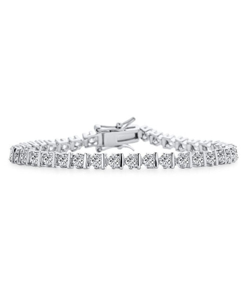 Modern Jewelry 10 CTW CZ Round Solitaire Tennis Bracelet For Women Cubic Zirconia Plated Silver Rhodium 7.5 Inch