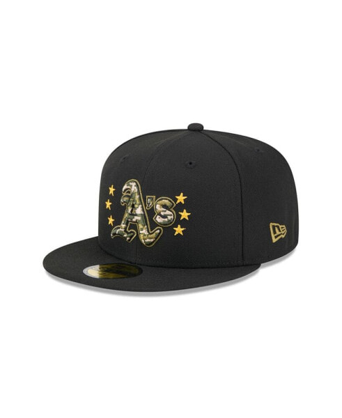 Головной убор бейсболка New Era Oakland Athletics 2024 Armed Forces Day On-Field 59FIFTY черная для мужчин