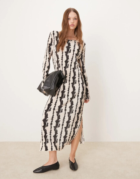 JDY plisse midi dress in leopard