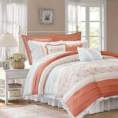 9pc King Stella Printed Comforter Set - Coral