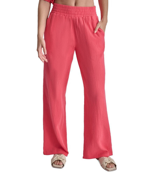 Women's High-Rise Gauze Straight-Leg Pants