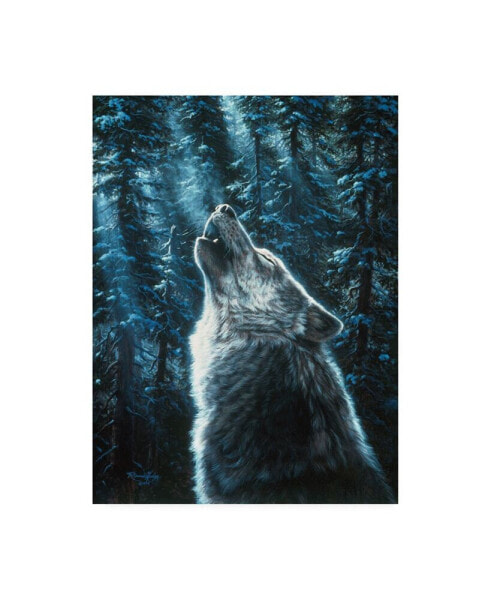 R W Hedge Moonlight Wolf Canvas Art - 27" x 33.5"