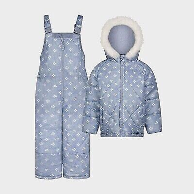 OshKosh B'gosh Toddler Girls' Floral Snow Bib and Jacket Set - Blue 2T