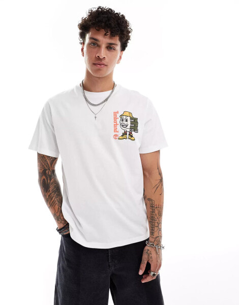 Timberland boot man small logo oversized t-shirt in white