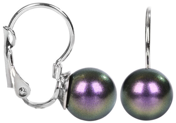 Charming earrings with Pearl Iridescent Purple flap