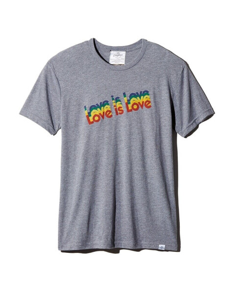 Kid Dangerous 257807 Mens Love Is Love Short Sleeve Graphic Tee Gray Size Large