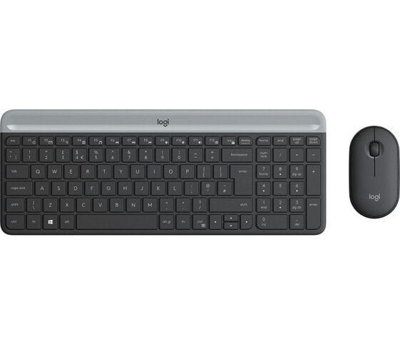 Беспроводная клавиатура Logitech MK470 Slim Combo - Полноразмерная (100%) - RF Wireless - QWERTY - Графит - В комплекте мышь