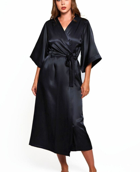 Women's Victoria Satin 3/4 Sleeve Long Robe