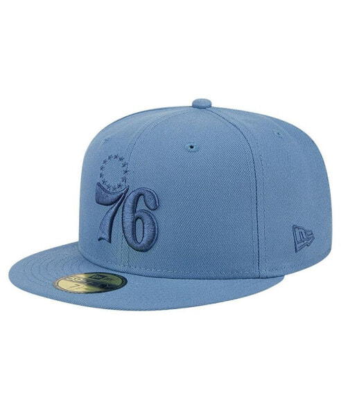 Men's Blue Distressed Philadelphia 76ers Color Pack Faded Tonal 59FIFTY Fitted Hat