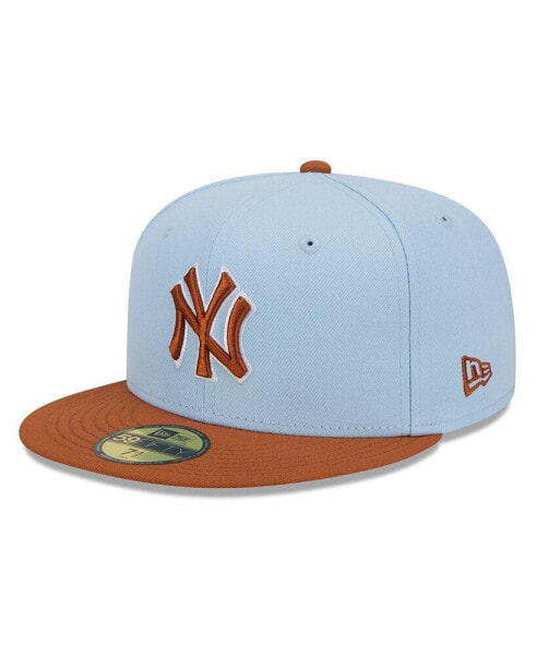 Men's Light Blue/Brown New York Yankees Spring Color Basic Two-Tone 59fifty Fitted Hat