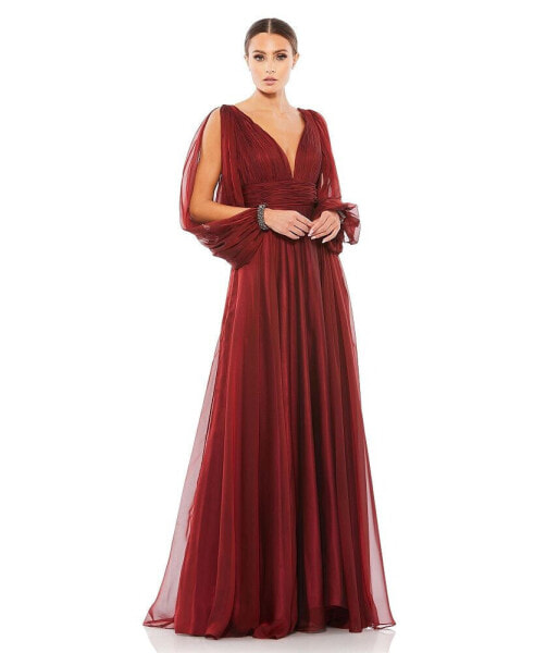 Women's Chiffon Open Sleeve A Line Gown