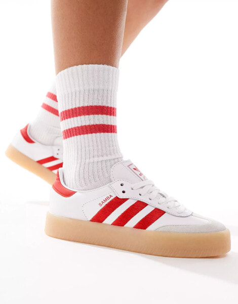 adidas Originals Sambae trainers in white and red