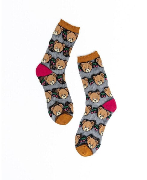 Women's Teddy Bear Ruffle Sheer Sock