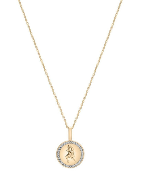 Diamond Aquarius Disc 18" Pendant Necklace (1/10 ct. t.w.) in Gold Vermeil, Created for Macy's