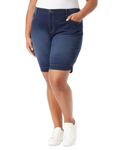 Plus Size Denim Bermuda Shorts