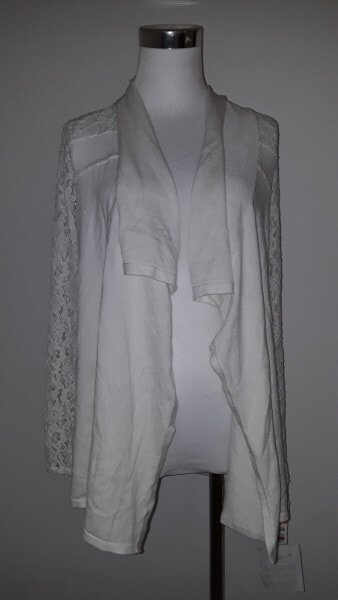 Thalia Sodi Women's Lace Mesh Open Front Cardigan Cloud S