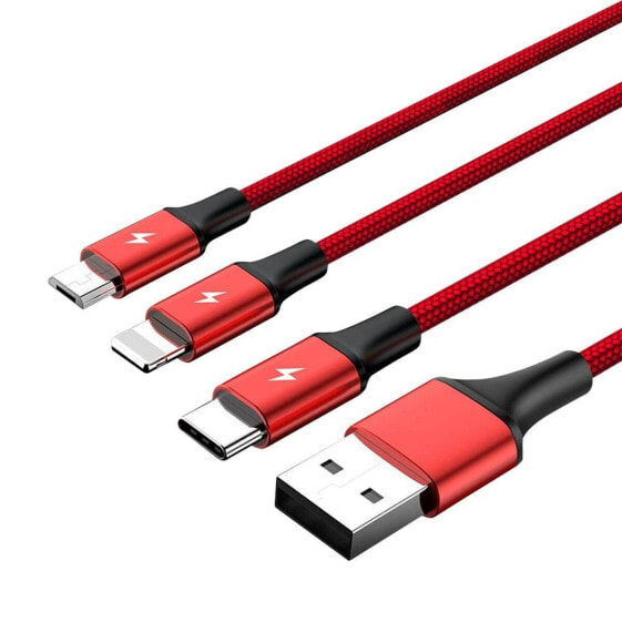 Универсальный кабель USB-MicroUSB/USB-C/Lightning Unitek C4049RD Красный 1,2 m