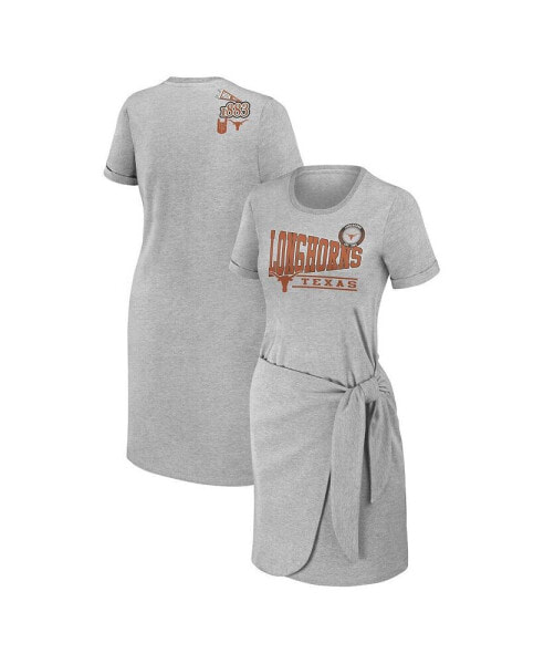 Women's Heather Gray Texas Longhorns Knotted T-shirt Dress