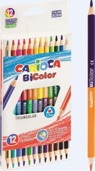 Carioca Kredki ołówkowe trójkątne BiColor 12/24 CARIOCA