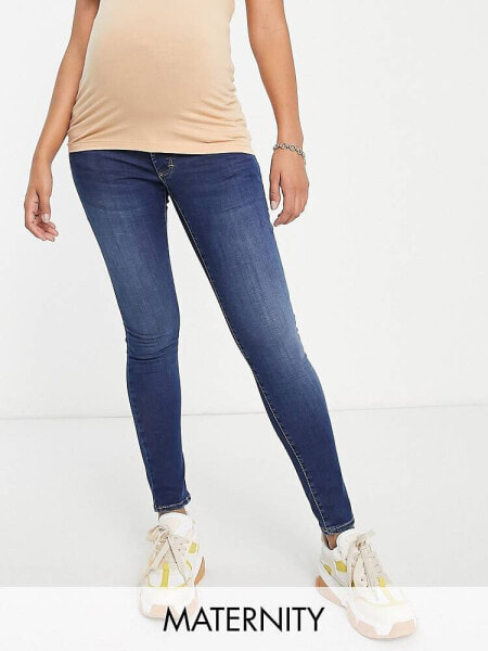 Женские джинсы Topshop Maternity Leigh Jeans in Indigoblau mit Überbauchbund