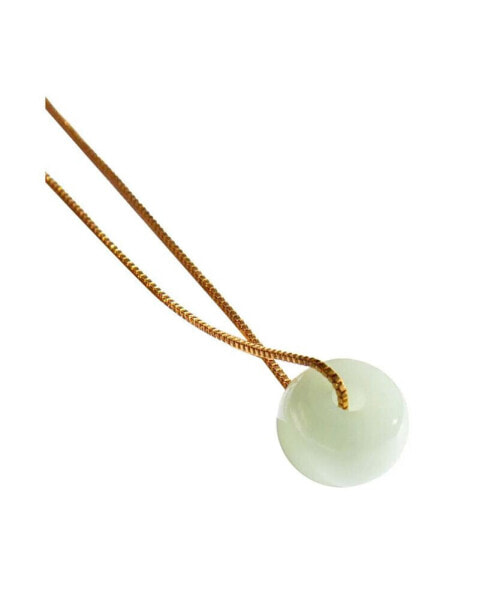 Donut — Green jade pendant necklace