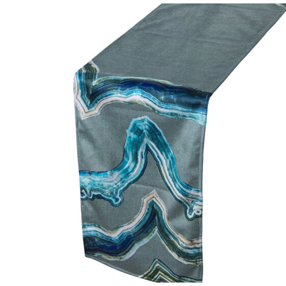 Table Runner Alexandra House Living Blue Grey Textile 180 x 30 cm Velvet Embroidery