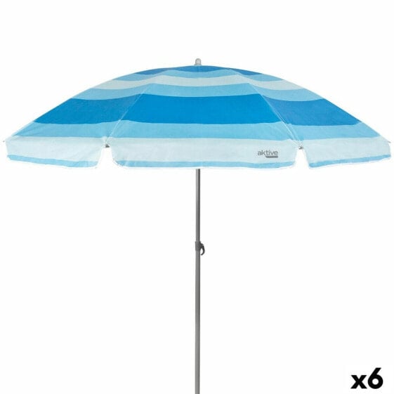 Пляжный зонт AKTIVE Синий полиэстер 200 x 194,5 x 200 см (6 штук)