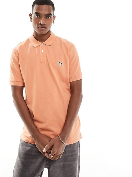 Paul Smith polo shirt with small zebra print logo in orange