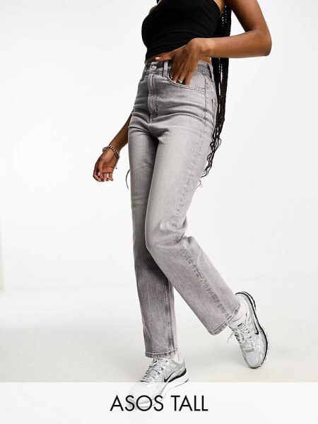 ASOS DESIGN Tall cropped easy straight jeans grey