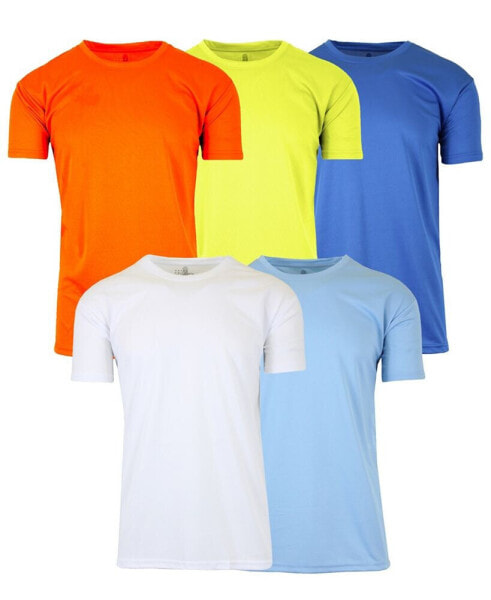 Men's Short Sleeve Moisture-Wicking Quick Dry Performance Crew Neck Tee -5 Pack