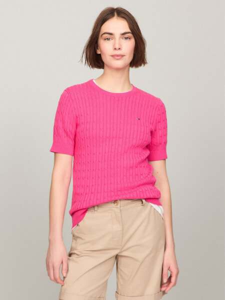 Short-Sleeve Cable Sweater