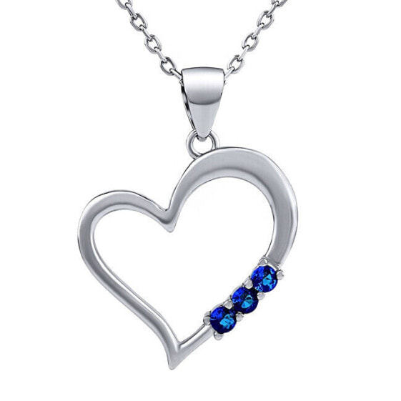 Silver necklace HEART with heart pendant with blue Swarovski Zirconia SILVEGO11580NB