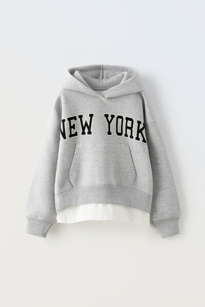 Толстовка с принтом ZARA - Flocked contrast slogan hoodie