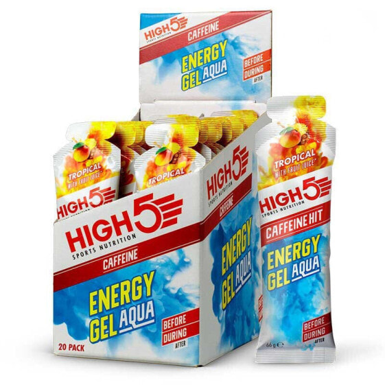 Энергетический гель с кофеином HIGH5 Aqua, упаковка 66 г, 20 штук, тропический.