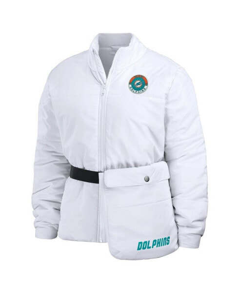 Women's White Miami Dolphins Packaway Full-Zip Puffer Jacket