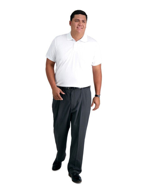 Men's Big & Tall Iron Free Premium Khaki Classic-Fit Pleated Pant