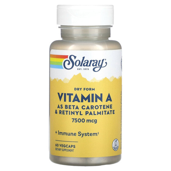 Dry Form Vitamin A, 7,500 mcg, 60 VegCaps
