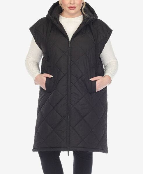 Plus Size Diamond Quilted Hooded Puffer Vest