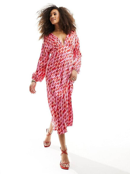 Never Fully Dressed plunge maxi dress in makeup print