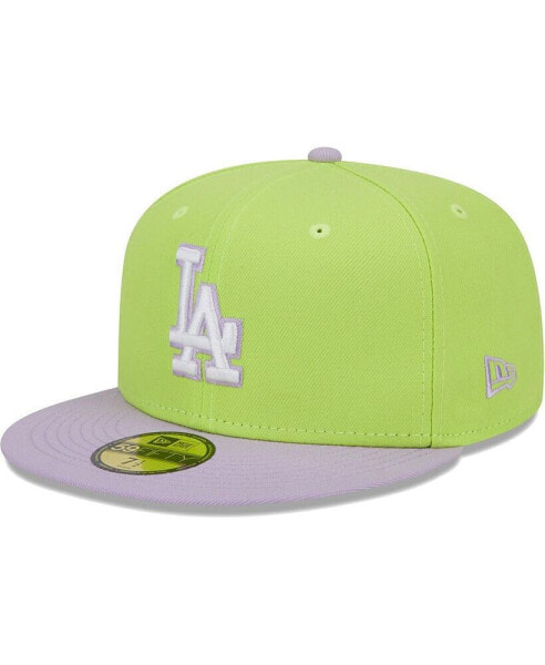 Men's Neon Green, Lavender Los Angeles Dodgers Spring Color Two-Tone 59FIFTY Fitted Hat