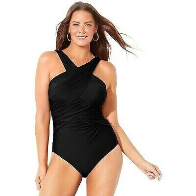 Swimsuits for All Women's Plus Size High Neck Wrap One Piece Swimsuit - 10,