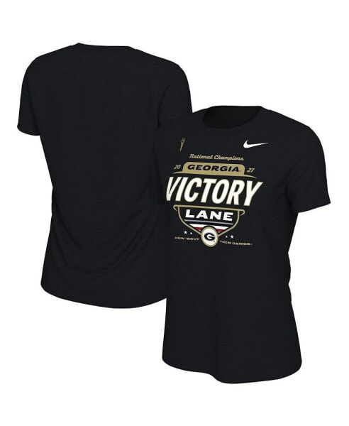 Women's Black Georgia Bulldogs College Football Playoff 2021 National Champions Locker Room Victory Lane T-shirt