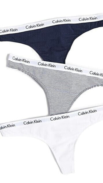Calvin Klein 242488 Womens Underwear 3 Pack Thongs Shoreline/White/Strip Size L